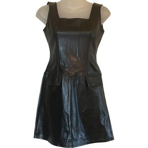 XOXO Vintage Faux Leather Mini Dress Black Y2K Grunge Halloween Made USA 3/4